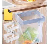 Foldable Trash Bag Holder - Wall Mounted Foldable Kitchen Trash Can with Magnetic Closure, Hanging Waste Garbage Can Rack for Cabinet Doors, Bathroom, Table Sides (2pcs White)