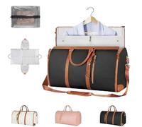 Foldable Travel Bag 2.0,Convertible Luggage Bags,Garment Carry on High Capacity Duffle Suit Folding Bags with Shoe Pouch & Detachable Shoulder Strap (Black)