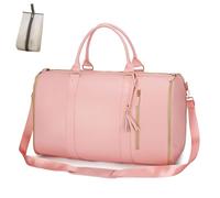 Foldable Travel Bag 2.0 with Wheels, Expandable 60L PU Leather Carry-on, Water-Resistant & Trolley-Sleeve Compatible for Wrinkle-Free Trips (Pink,Ordinary Type)