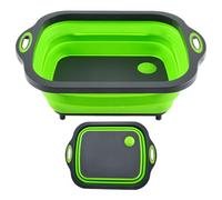 Foldable Wash Basin, Portable Water Container, Cutting Board Lid Design, 39.8x29.8x13.7cm, Storage Bucket, Compact Sink, for Camping, Hiking, Fishing, Gardening, Laundry, Outdoor Travel