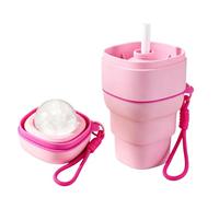 Foldable Water Cup | Silicone Ice Ball Mold Drinking Bottle With Lid