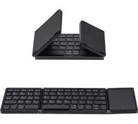 Foldable Wireless Keyboard With Touchpad For Tablet/Phone/Pc, Portable Rechargeable Keyboard Supports Multiple Devices/Ios/Android/Macos/Windows-Black (Us Layout)