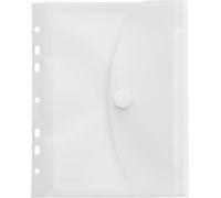 FolderSys Lot de 10 porte-documents A5 en polypropylène avec trous de classement et fermeture Velcro Transparent 20 mm