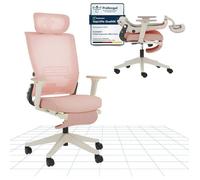 Foldex Chaise de Bureau Ergonomique, Chaise Pliante avec Support Lombaire, Appui-Tête 2D, Chaises avec Repose-Pieds, Rose