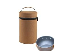 Folding Camp Bowl Organizer, Anti-collision Plate Bag, Bowls and Chopsticks Storage, Camping Kitchen Accessories, Camping Tableware Organizer with Comfortable Handle for Outdoor Dining, marron,