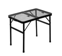 Folding Camp Table - Portable Metal Mesh Picnic Desk, With Carry Handle | Sturdy Metal Mesh Build, Compact Foldable Design, Built-in Carry Handle, Height Adjustable, Versatile Indoor/Outdoor Use, for