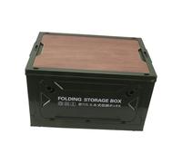 Folding Camping Storage Box,Camping Box with Wooden Lid,Large Capacity Picnic Storage Box,Multi Directional Open Design (OD Vert)