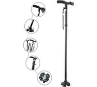 Folding Cane With Led Light And Alarm, Adjustable Armrest Cane And Walking Stick