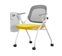Folding Chair Chaise Conférence Tablette Intégrée roulettes Multidirectionnelles Silencieuses Adaptée Écoles Salles Réunion Grands Lieux Événements(Jaune)