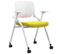 Folding Chair roulettes Banc De Formation Pliable Siège De Bureau Tabouret De Bureau Prie-Dieu D’étude Conception Ergonomique(Jaune)