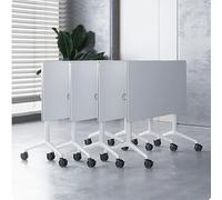 Folding Conference Room Table Modern Flip Top Mobile Training Desk with Strong Metal Frame Silent Wheels Waterproof Desktop for Office Conference Classroom Foldable Meeting Table