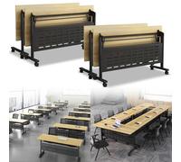 Folding Conference Room Tables,Large Rectangle Conference Table for 2-10 People, with Silent WheelsModular Meeting Seminar Desk, Conference Rooms Training Rooms Flip Top Mobile Training Desk