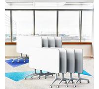 Folding Conference Table, 2-10 People Large Conference Room Tables, Modern Flip Top Training Desk with Silent Wheels, for Office Meeting Room (8, White)