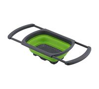 Folding Drain Basket | Retractable Fruit Vegetable Washing Basket | Foldable Draining Basket/Salad Prep/Dish Drying | Space Saving, PP + TPR Material (Green)