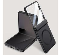 Folding for Samsung Galaxy Z Flip 7 Case， Hinge Protection & Outer Screen Protector, Compatible with Wireless Charging, Shockproof Slim Case for Samsung Z Flip 7 (Black,Magnetic Ring Style)