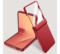 Folding for Samsung Galaxy Z Flip 7 Case， Hinge Protection & Outer Screen Protector, Compatible with Wireless Charging, Shockproof Slim Case for Samsung Z Flip 7 (Red,Standard Version)