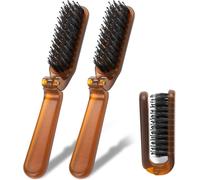 Folding Hair Brush,Travel Size With Natural Boar Bristles And Nylon Pins,Folding Small Hairbrush To Restore Hair Shine And Straightening Hair