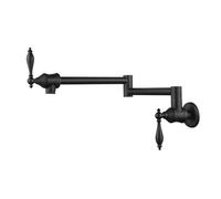 Folding Kitchen Faucet, Wall Mounted Tap, Brass Single-Cool Swivel,Black