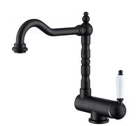 Folding Kitchen Faucet with Inner Window, Kitchen Sink Mixer Tap, Antique Brass Swivel Hot and Cold Water Tap, Matte Black
