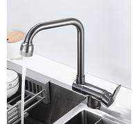 Folding Kitchen Faucets with Inner Window, Brass Swivel Kitchen Sink Faucet with Hot and Cold Water, Gray D(B)
