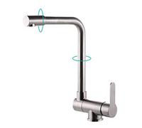 Folding Kitchen Mixer Tap with Inner Window, Stainless Steel, Universal Rotation, Hot and Cold Water, Single Hole, Lead-Free, Wire Drawing, Kitchen Sink Faucets
