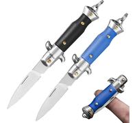 Folding Knife Mini Knife,2 Pieces Pocket Knife Car Keychain With Lanyard Hole,Edc Survival Knife Gift For Men Women Outdoor Camping Emergencies (Blue+Black)