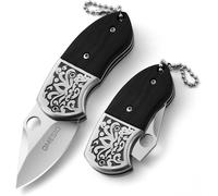 Folding Knife Mini Pocket Knife Keychain Foldable Small Sharp Key Knife Wooden Handle