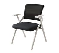 Folding Office Chair with Armrests Portable Computer Desk Chair Conference Room Seating School Meeting Chair Space-Saving Design (White No Cushion)