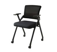 Folding Office Chair with Armrests Portable Conference Chair for Tablets Commercial Meeting Chair on Wheels Black - Perfect for School and Office Use