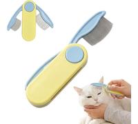 Folding Pet Comb, Portable Travel Cat Dog Grooming Brush, Double-Sided Stainless Steel Teeth, Removes Tear Stains & Loose Fur, Compact Sensitive Area Grooming Tool (Yellow)