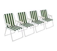Folding Plage Portable / Camping Deck Chair - Green Stripe - Lot de 4