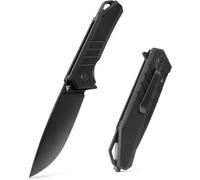 Folding Pocket Knife D2 Steel With G10 Handle,Camping Knife With Window Breaker,Belt Clip,Multifunctional Knife For Hiking,Climbing,Travel,Black