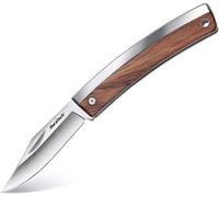 Folding Pocket Knife With Wooden Handle,Stainless Steel Blade,Lightweight And Compact Ideal For Fishing,Hiking,Camping Or Home Use Fruit Knife