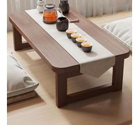 Folding Solid Wood Bay Window Table - Cute Modern Coffee Table for& Floor Sitting Low Study & Living Room Use (Walnut 120x48 cm)