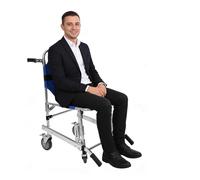 Folding stair chair, stair chair for seniors, foldable, with safety belts, 160 kg load capacity, equipped with wheels, for use with the ambulance(Blau)