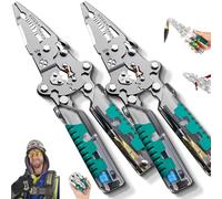 Folding Stylus Screwdriver Wire Stripper, Tuvilo Electrical Pliers, Multi 8 in 1 Wire Stripping Pliers, with Non-Slip Grip/Voltage Tester, for Cutting, Various Maintenance Work (2PCS)