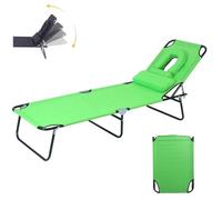 Folding Sun Lounger,Portable Beach Lounge Chair with Face Hole,4-Level Adjustable Outdoor Tanning Reclining Chairs,Headrest & Canopy Shade,265 lbs Capacity,for Camping,Travel (Gray, Without Canopy)