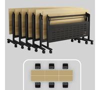 Folding Tables 6ft, Modern White Conference Table, Flip Top Conference Room Desk,Mobile Training Desk with Wheels for Office,Meeting Room,Classroom