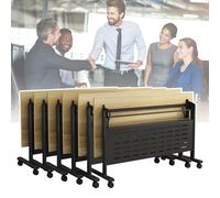 Folding Tables 6ft, Modern White Conference Table, Flip Top Conference Room Desk,Mobile Training Desk with Wheels for Office,Meeting Room,Classroom