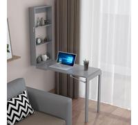 Folding Wall Mounted Desk,Wall Mounted Desk, Fold Out Convertible Floating, Table with Storage Area, Able for Home, Office, Restaurant (Grey, 100x50x75cm/39.4x19.7x29.5in)