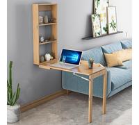 Folding Wall Mounted Desk,Wall Mounted Desk, Fold Out Convertible Floating, Table with Storage Area, Able for Home, Office, Restaurant (Wood Color, 110x60x75cm/43.3x23.6x29.5in)
