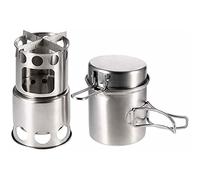 Folding Wood Burning Camp Stove Portable Stainless Steel Survival Small Backpacking Stove Camping Pot Stove Cooking Pot Set for Outdoor Camping Hiking Emergency