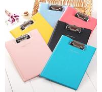 Foldover Porte-bloc A4 avec couvercle, clip en métal et fente intégrée, 315 x 225 mm, panneau plastifié pour bureau, Teachi (rose rouge)