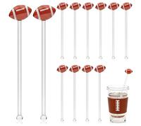 FoldTier Lot de 12 mélangeurs en verre de 17,8 cm pour café, bar, cocktail, club de sport, décoration de fête (football)
