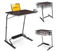 FoldWise Table Pliante pour Ordinateur Portable Bureau Portable en Bois pour Canapé & Table de Lit, Hauteur Réglable, Inclinaison, Pliable à Plat, Repose-Pieds, Porte-Gobelet, Support Tablette & Butée