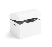 FOLDZILLA Coffre au trésor 34,5 x 40 x 30,5 cm en carton, boîte au trésor, coffre pirate pour enfant - Blanc à peindre et décorer avec stickers
