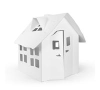 FOLDZILLA Maison de sorcière 90 x 80 x 110 cm en Carton cabane Enfant pour Jouer - Blanche à Peindre et décorer avec des Stickers