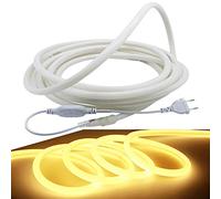 FOLGEMIR 15m Ruban de néon ronde, luminescent à 360° - Blanc Chaud, Bande LED 2835 SMD 120 LEDs/m, éclairage lumineux sans points de lumière, 220V 230V strip, IP65 étanche