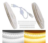 FOLGEMIR 1m Ruban à LED Blanc Chaud, Bande de 5630 SMD 180 LEDs/m, 220V 230V strip, éclairage très lumineux, IP65 étanche