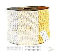 FOLGEMIR 25m Bande à LED dimmerabile sans scintillement - blanc chaud/blanc froid/blanc neutre au choix, avec transformateur 220V & télécommande 2,4G Wireless, 120 LEDs/m, IP65 étanche